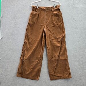 American Eagle Women Pants Medium Brown Corduroy Chino Wide Leg High Rise